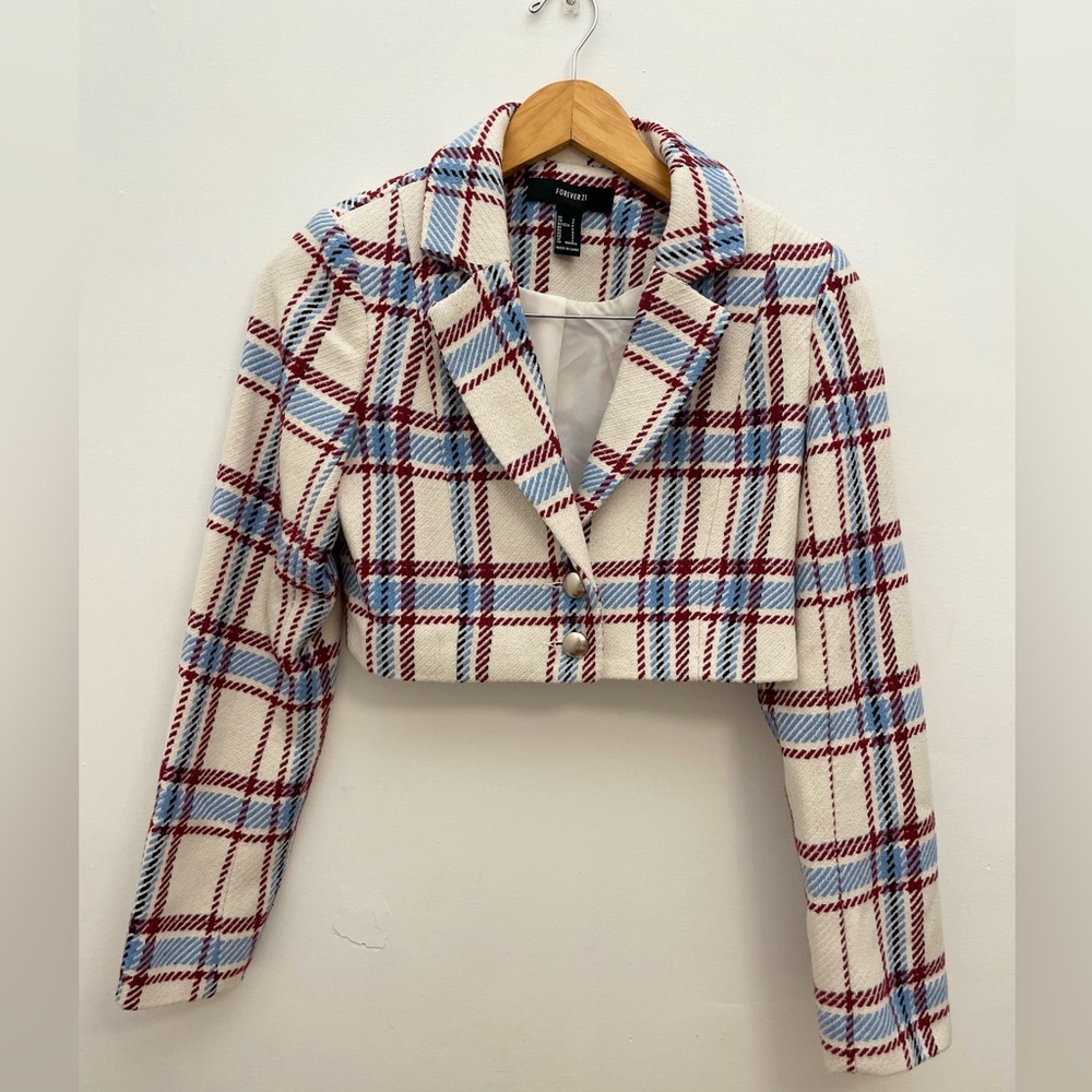 FOREVER 21 PLAID BLAZER&SKIRT SET NWT